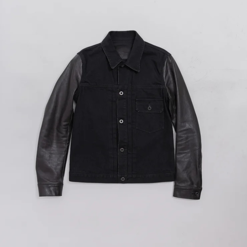 Isamu Katayama Backlash Leather Sleeve Denim Jacket